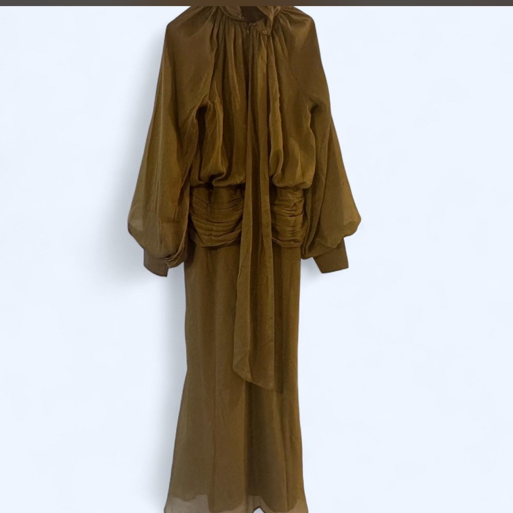 ASOS design high neck drape chiffon maxi dress with neck tie - Picture 3 of 8